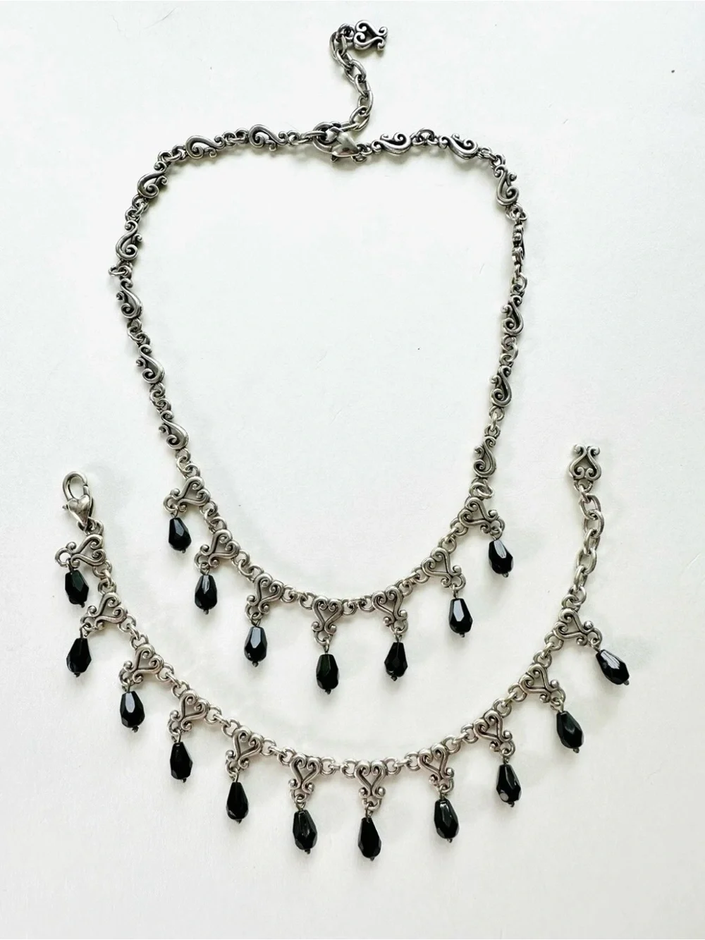 Brighton Vivaldi Black Crystal Necklace And Matching Bracelet